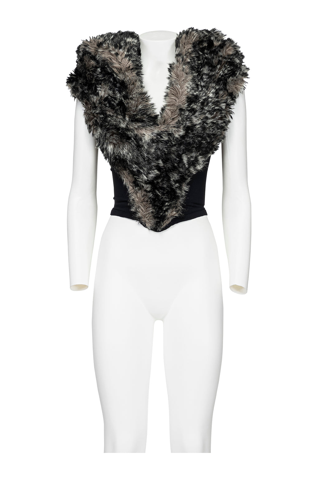 VIVIENNE WESTWOOD VINTAGE ICONIC AND RARE FAKE FUR HOODED CORSET