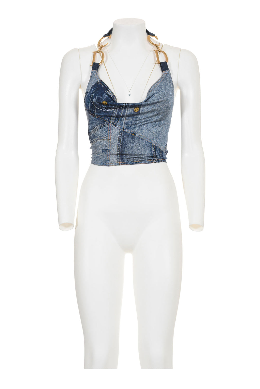 CHRISTIAN DIOR BY JOHN GALLIANO VINTAGE DENIM PRINT TOP
